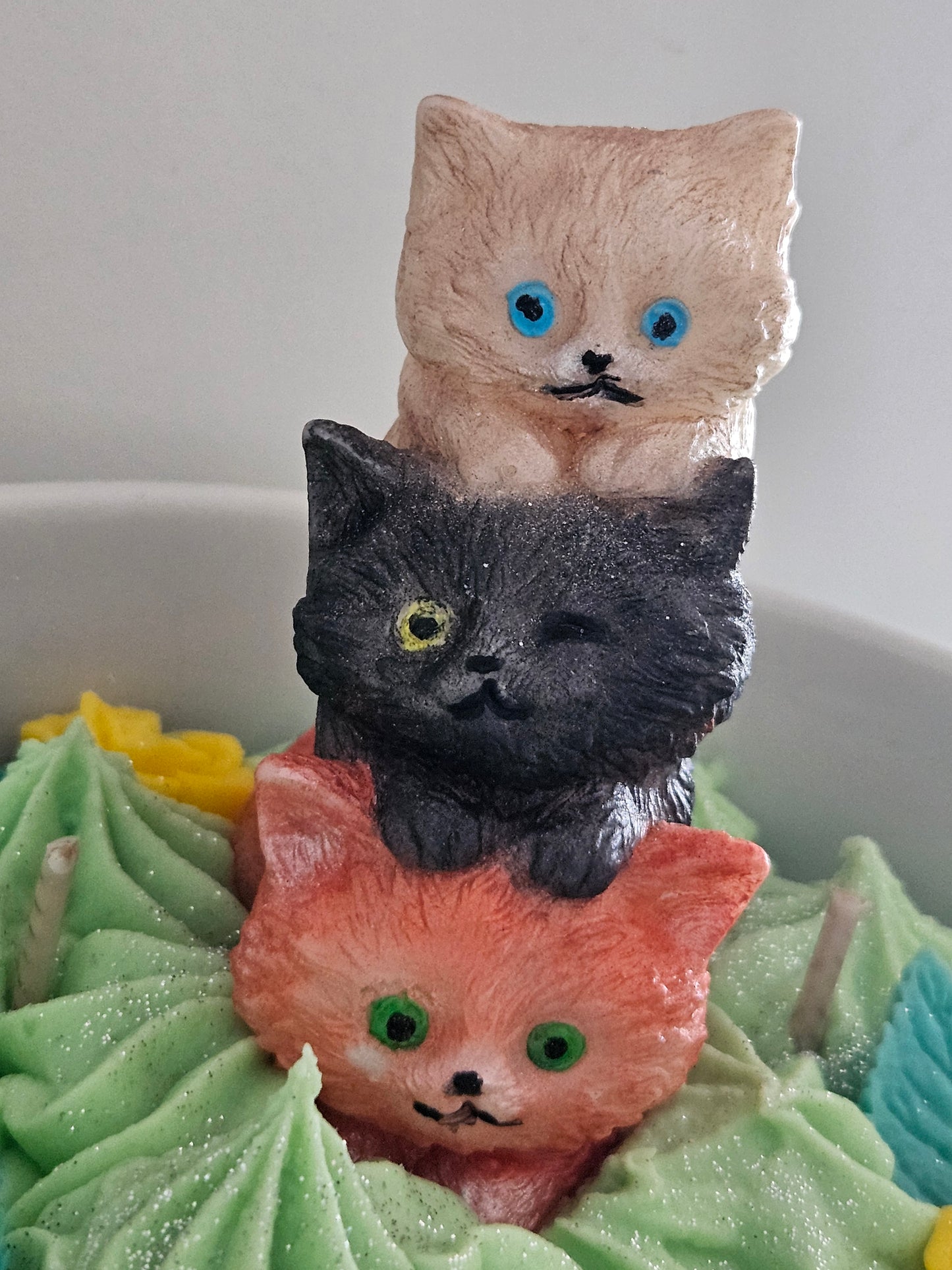 Centre de table " Le trio de chats "
