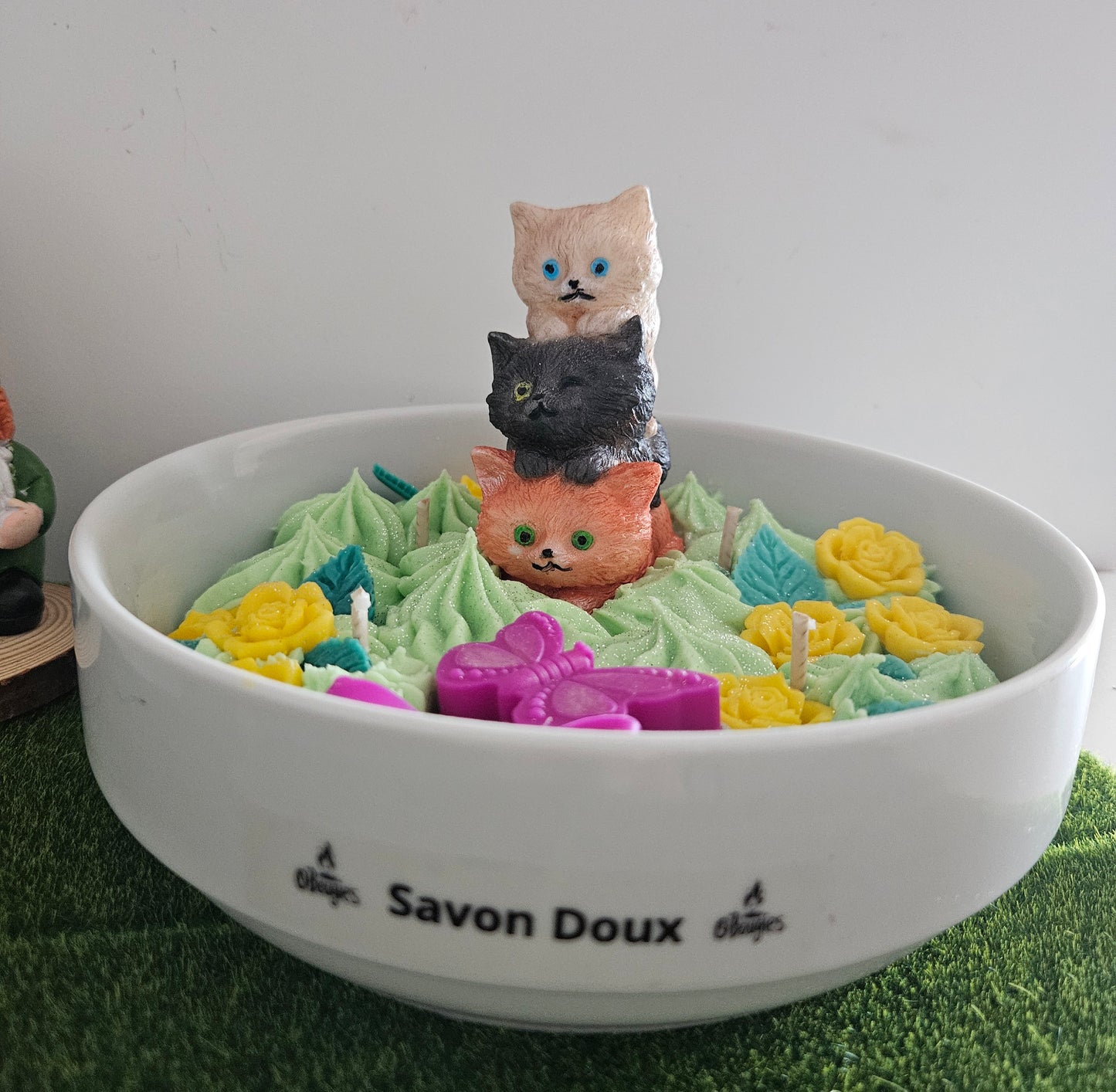 Centre de table " Le trio de chats "