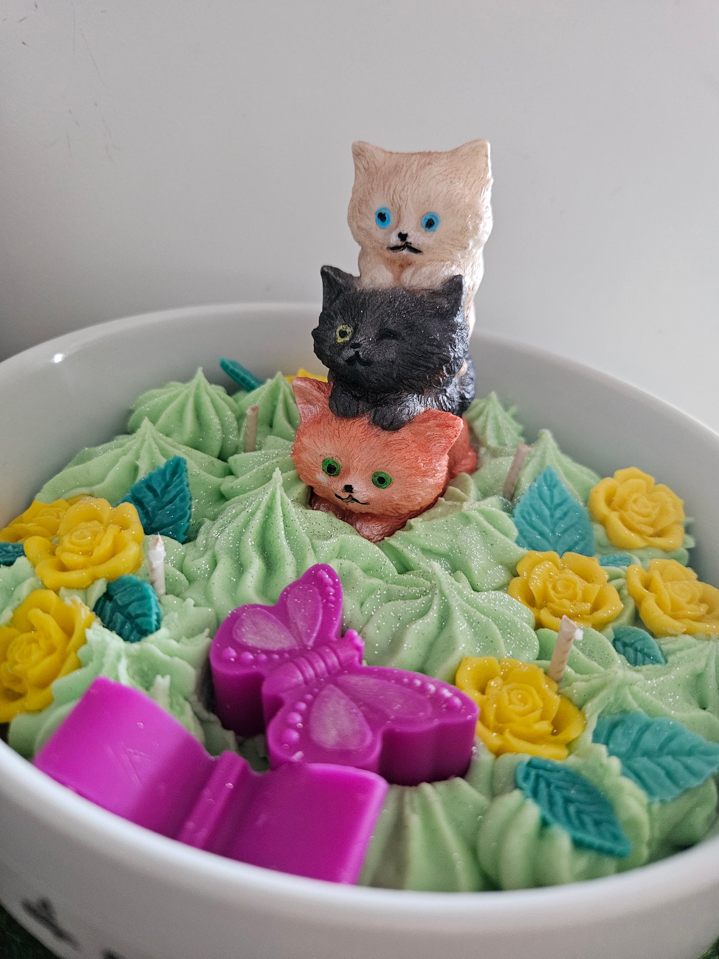 Centre de table " Le trio de chats "