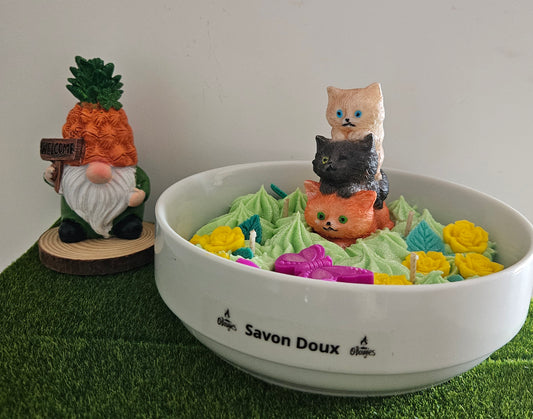 Centre de table " Le trio de chats "